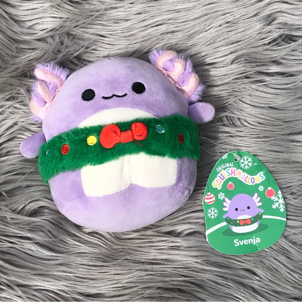 NWT Squishmallows Svenja the Axolotl Purple Mini Plush Holiday Squad Christmas